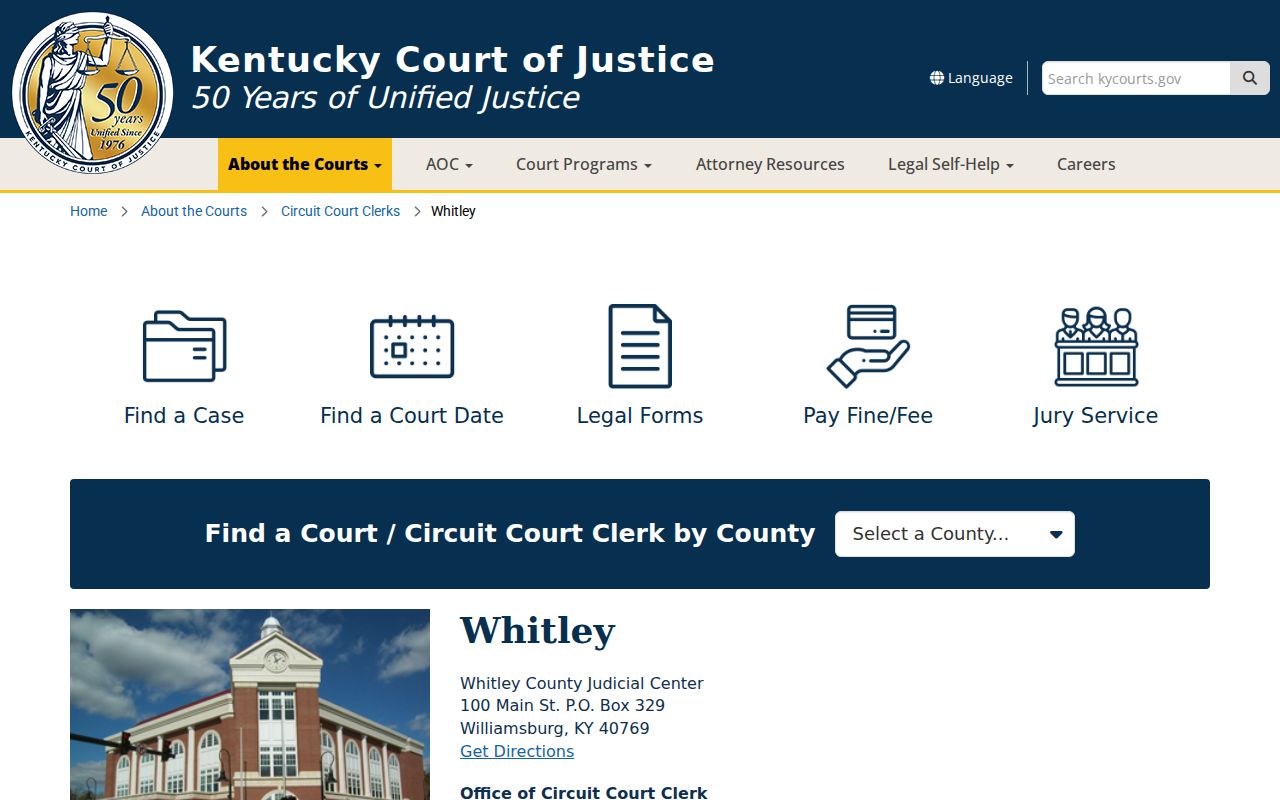 Whitley County criminal court records at the Judicial Center