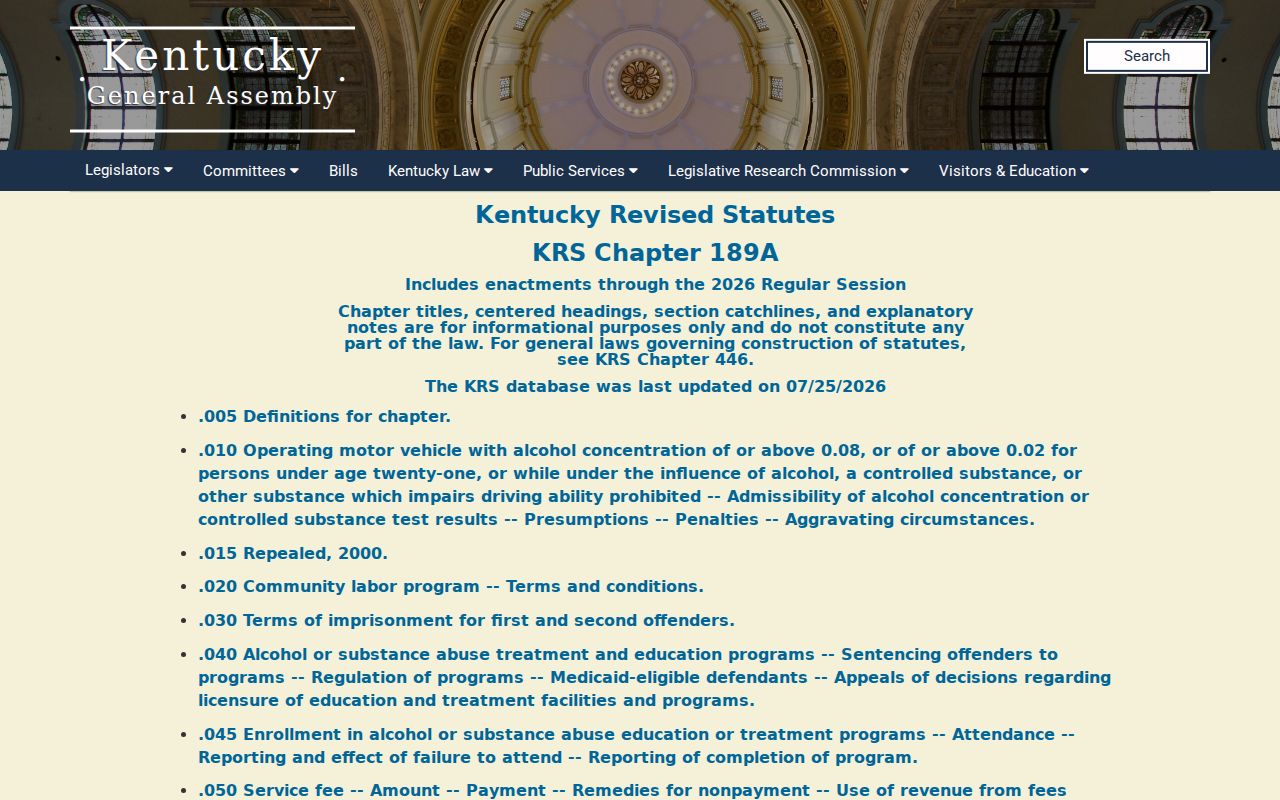 Kentucky statutes relevant to Whitley County sex offender records